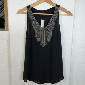 19 Cooper Black Sleeveless Blouse with Silver Embellishments